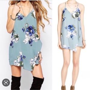 Free People Intimately Cascade Floral Dress Size Small in Teal Blue